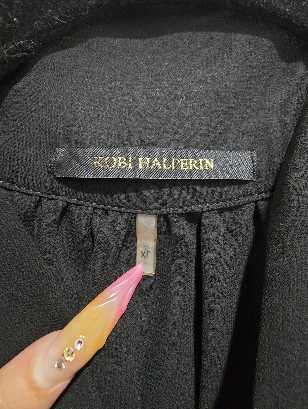 Kobi Halperin Black Ruffle Tie-Neck Blouse Office Casual Ruffle - Picture 7 of 7